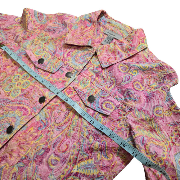 Y2K Analogy Jacket Size Petite Medium Paisley Pink Floral pastel - Picture 5 of 7